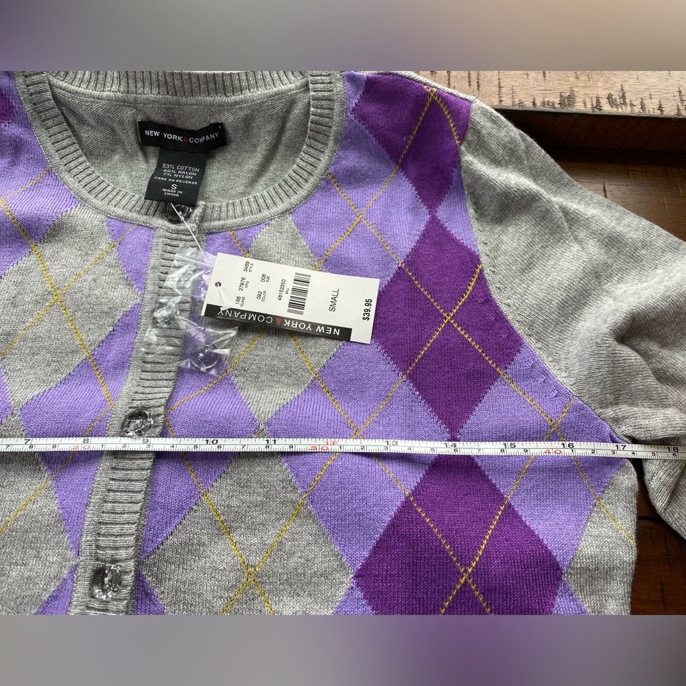 {SOLD!!}•NWT•{3} New York & Company Argyle Cardigan Bundle - Picture 12 of 13